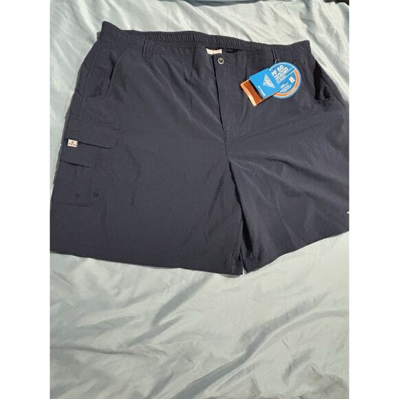 Columbia PFG Omni Shade UPF 50 Navy Blue Cargo Bahama Shorts XXL 8” Inseam NWT - Picture 1 of 9